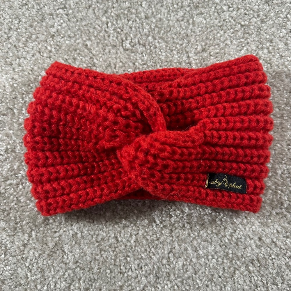 Y2k Vtg Baby Phat Red Chunky Knit Twisted Knot Headband Ear Warmer One Size